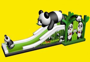 Opblaasbare glijbaan met panda's huren of kopen bij WE-inflate