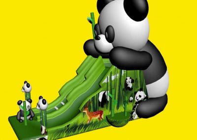 Glijbaan met Panda´s, opblaasbaar springkussen te huur of te koop bij WE-inflate te Enschede