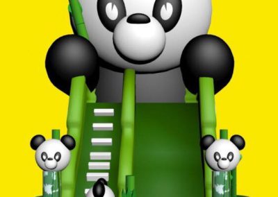 Opblaasbare glijbaan met panda's huren bij WE-inflate