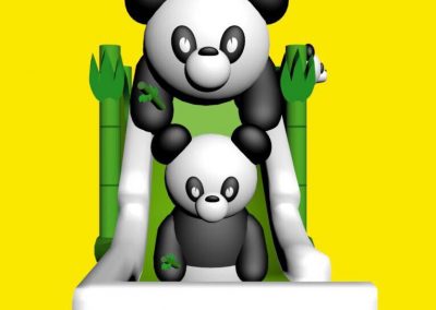 Opblaasbare glijbaan met panda's huren bij WE-inflate