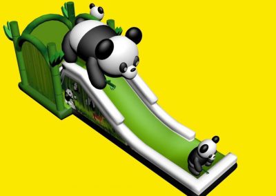 Opblaasbare glijbaan met panda's huren bij WE-inflate